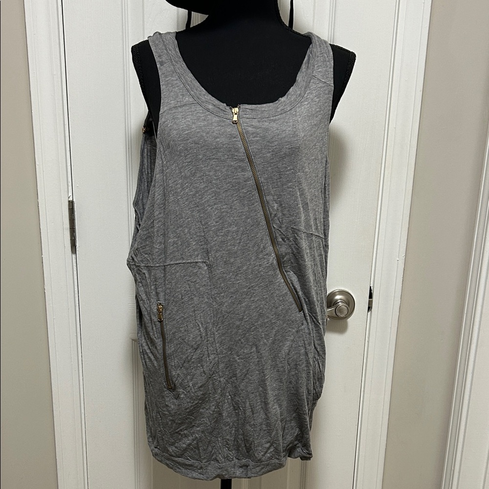 Marc Jacobs Gray  Sleeveless Top with Zipper Detail XS